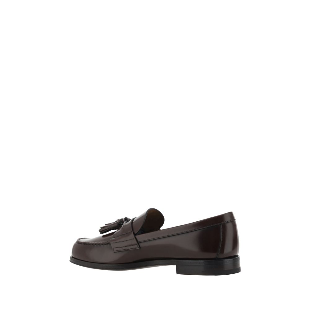 Prada Brown Calf Leather Bos Taurus Slip-On Loafers - Zeiniez