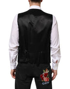 Dolce & Gabbana Black Wool Dress Formal Men Waistcoat Vest - Zeiniez