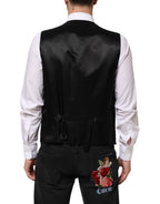 Dolce & Gabbana Black Wool Dress Formal Men Waistcoat Vest