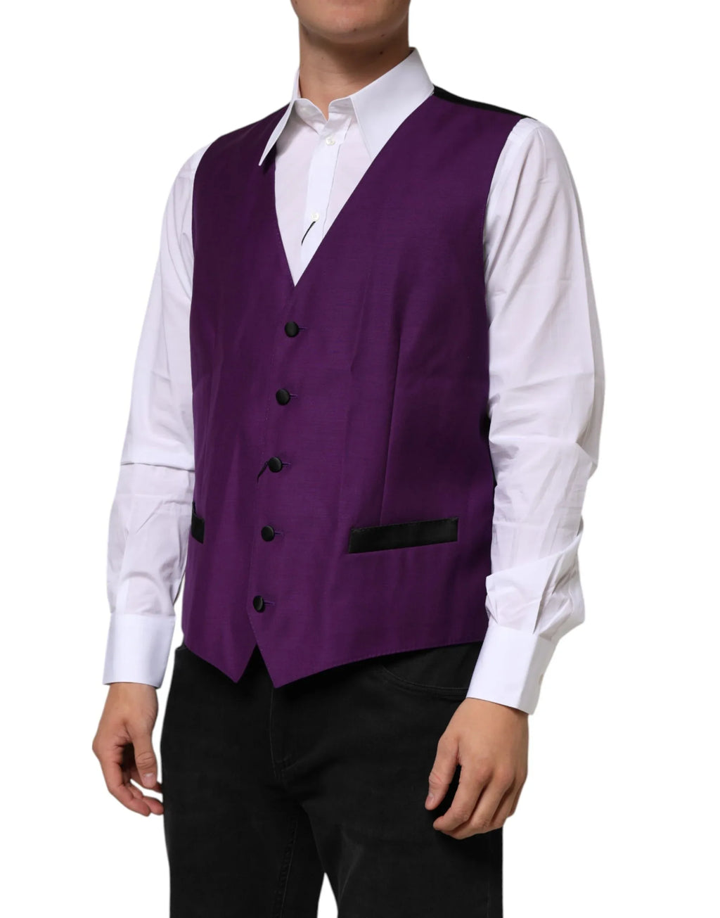 Dolce & Gabbana Purple Wool Dress Formal Waistcoat Vest - Zeiniez