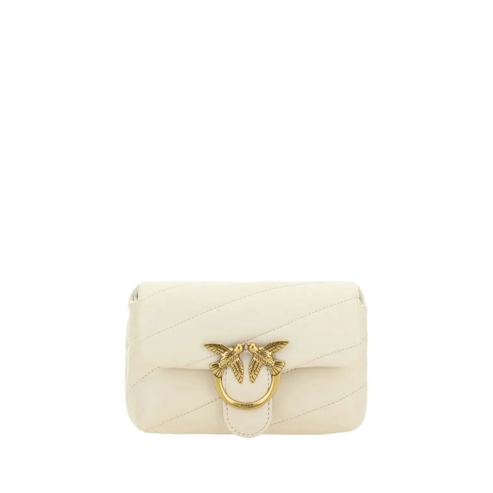 PINKO White Calf Leather Bos Taurus Shoulder Bag - Zeiniez