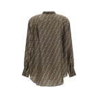 Fendi Brown Silk Pattern Shirt - Zeiniez