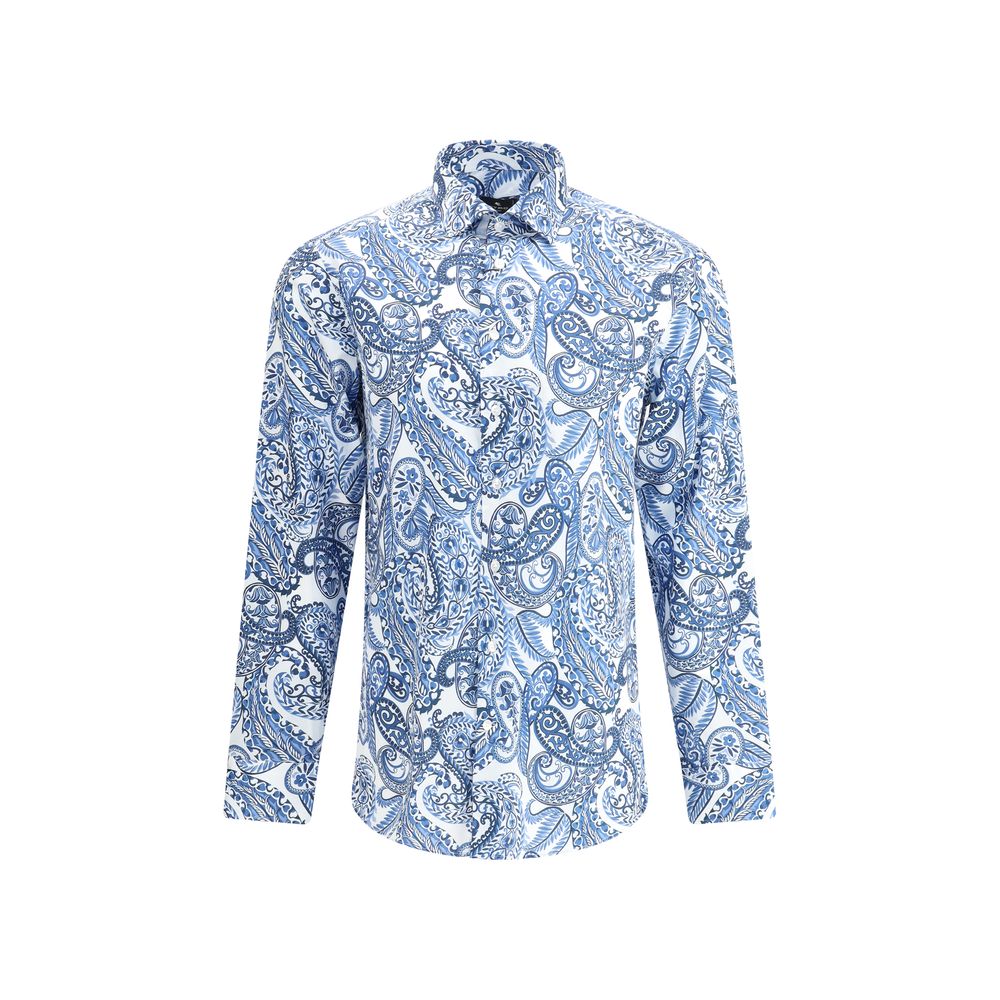 Etro Blue Cotton Pattern Shirt
