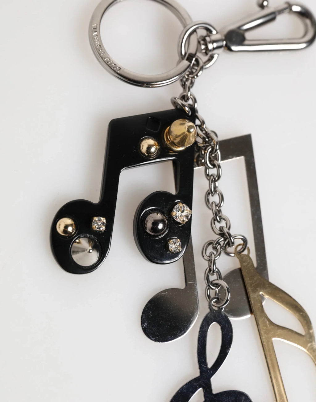 Dolce & Gabbana Silver Musical Note Key Holder Keychain Bag Charm Keyring - Zeiniez