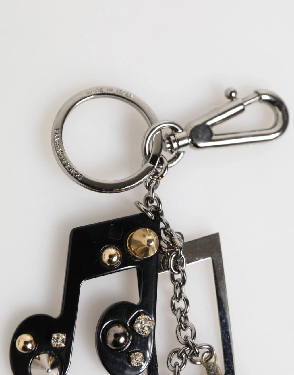 Dolce & Gabbana Silver Musical Note Key Holder Keychain Bag Charm Keyring - Zeiniez