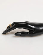 Dolce & Gabbana Gold Tone Brass Oval DG Logo Chain Adjustable Ring - Zeiniez