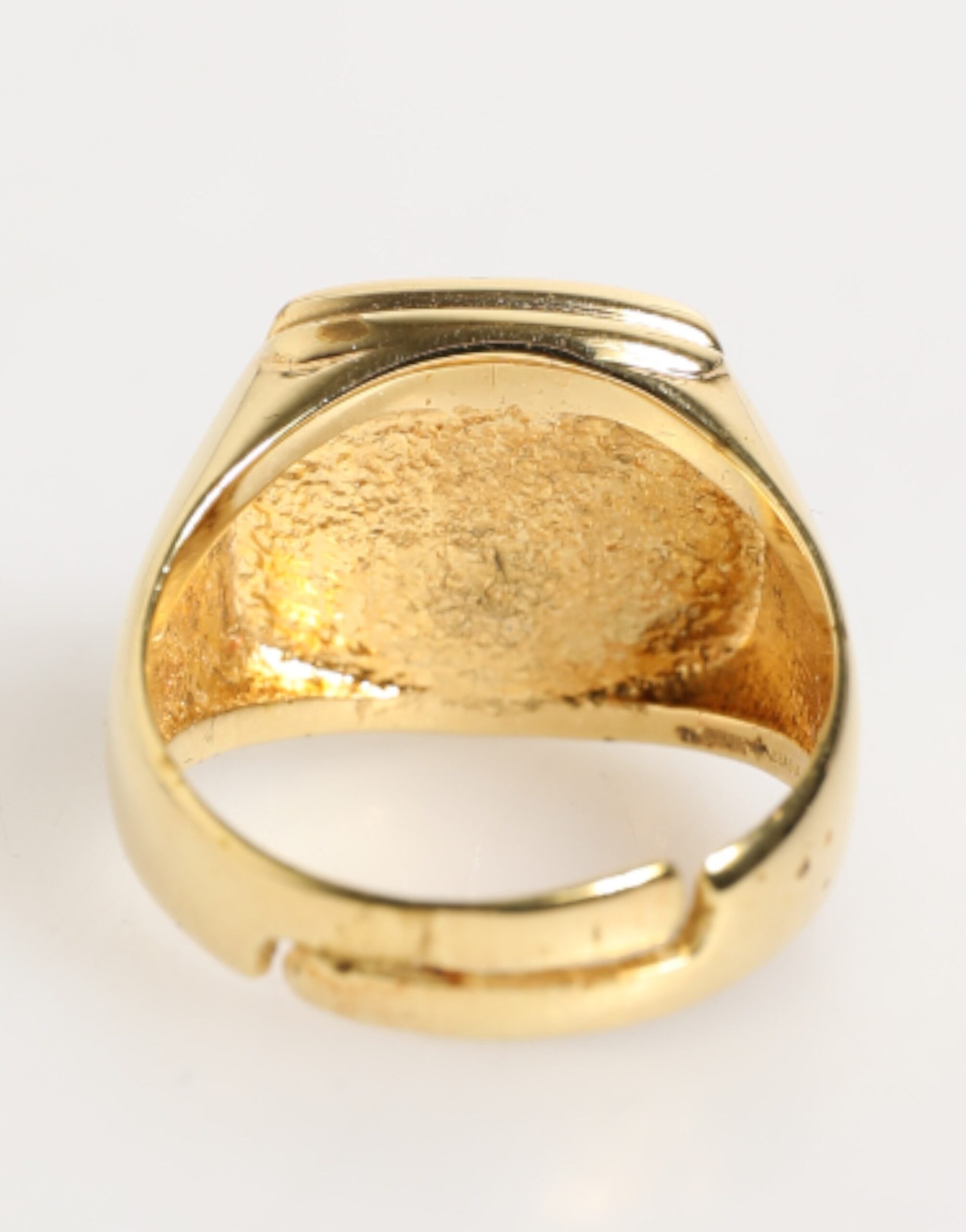 Dolce & Gabbana Gold Tone Enamel Brass Signet DG Logo Adjustable Ring - Zeiniez