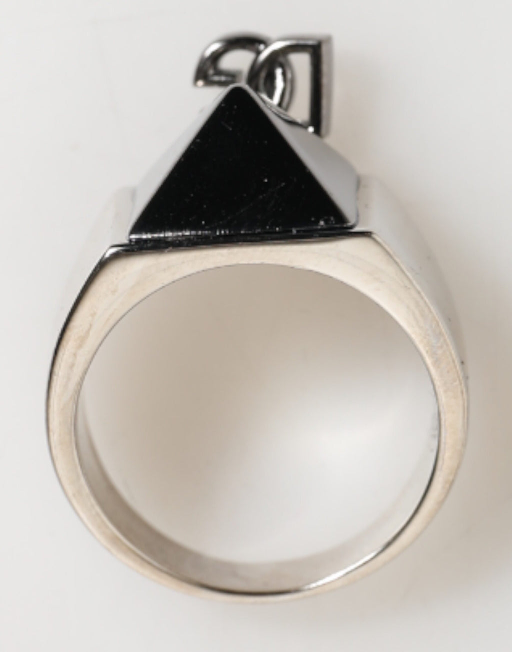 Dolce & Gabbana Silver Tone Pyramid DG Logo Real Brass Ring - Zeiniez