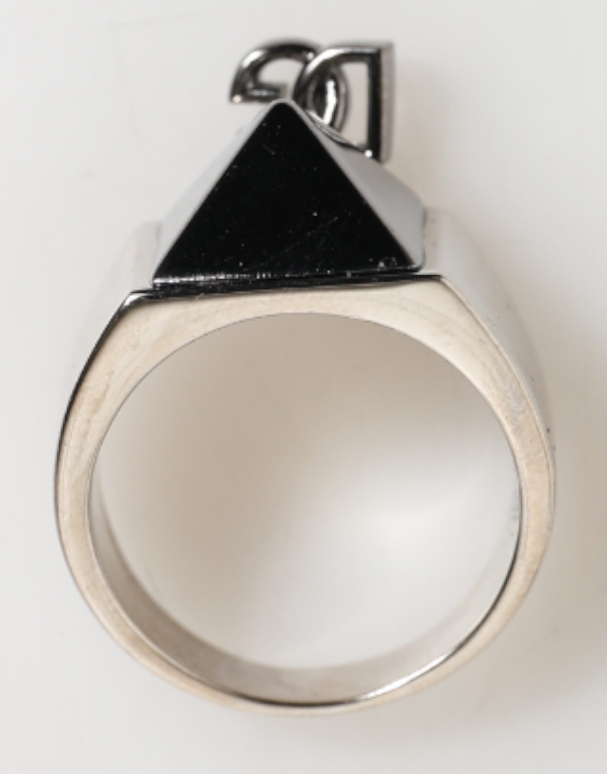 Dolce & Gabbana Silver Tone Pyramid DG Logo Real Brass Ring - Zeiniez