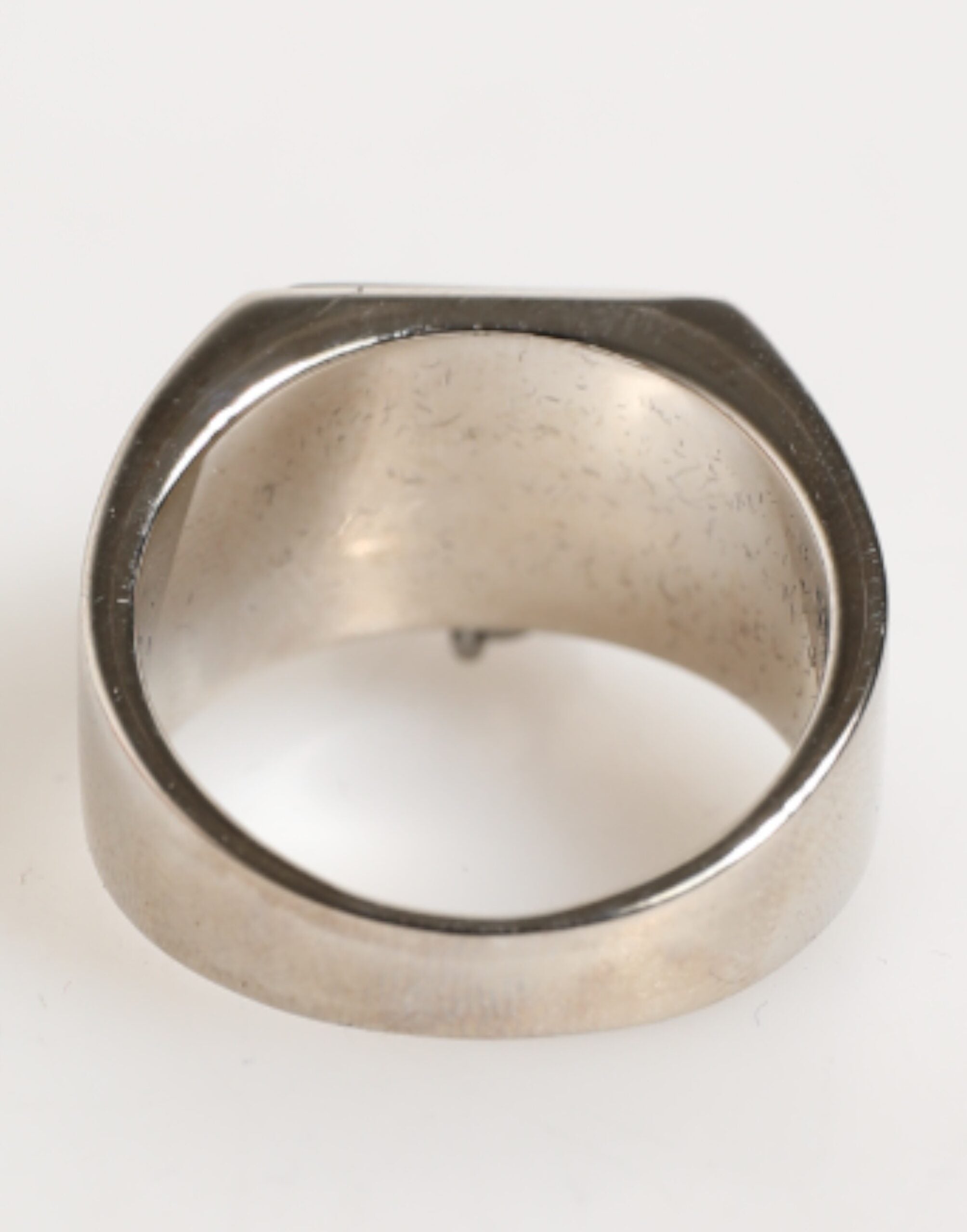 Dolce & Gabbana Silver Tone Pyramid DG Logo Real Brass Ring - Zeiniez