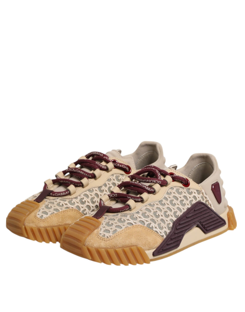 Dolce & Gabbana Beige Neoprene DG Logo NS1 Lace Sneakers Shoes - Zeiniez