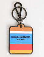 Dolce & Gabbana Multicolor DG Rubber Logo Silver Men's Keychain Keyring - Zeiniez
