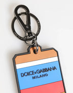 Dolce & Gabbana Multicolor DG Rubber Logo Silver Men's Keychain Keyring - Zeiniez