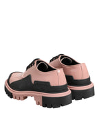Dolce & Gabbana Light Powder Pink Black Leather Lace-Up Shoes - Zeiniez