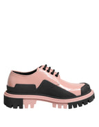Dolce & Gabbana Light Powder Pink Black Leather Lace-Up Shoes - Zeiniez