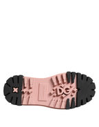 Dolce & Gabbana Light Powder Pink Black Leather Lace-Up Shoes - Zeiniez