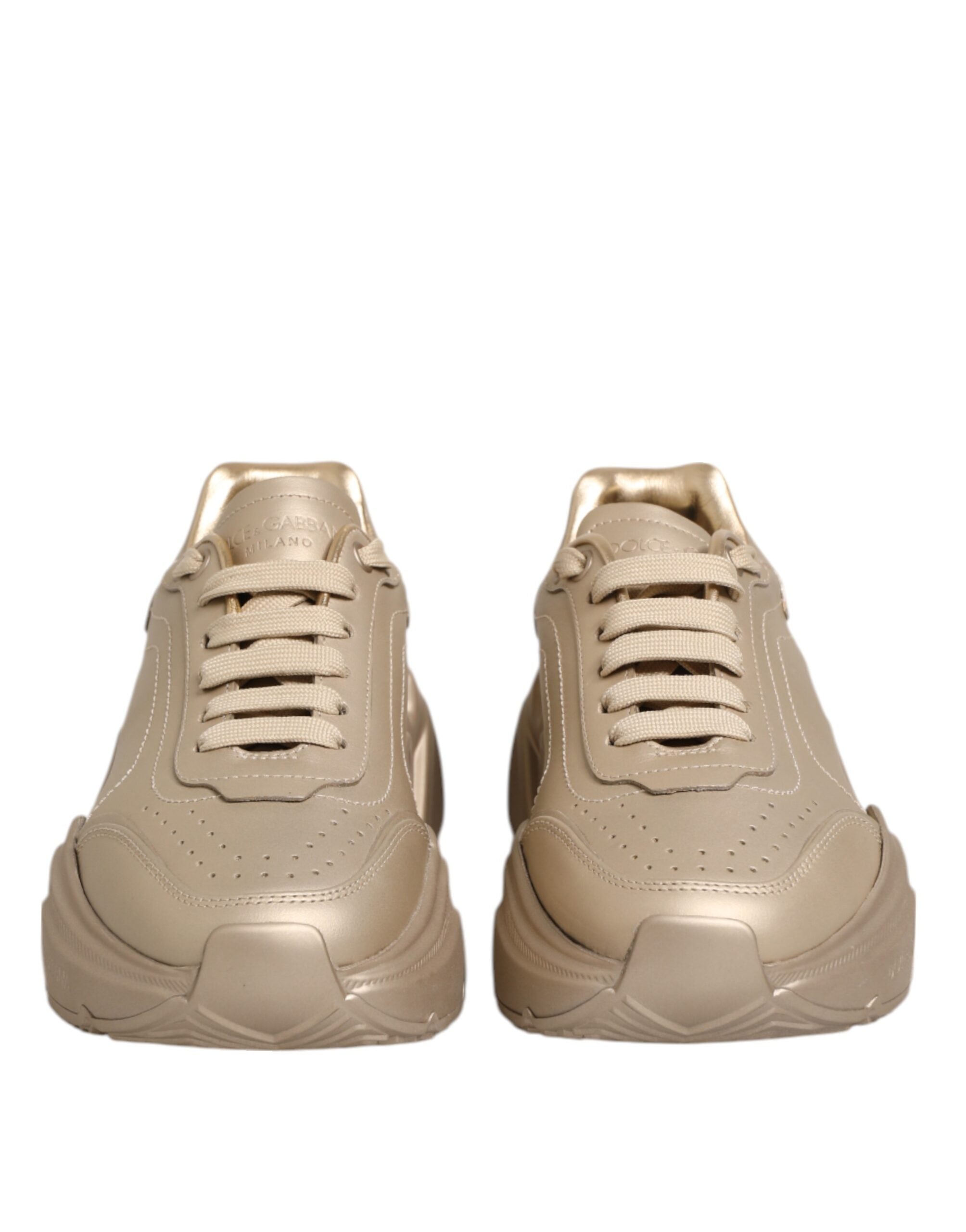 Dolce & Gabbana Gold Leather Daymaster Women Sneaker Shoes - Zeiniez