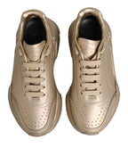 Dolce & Gabbana Gold Leather Daymaster Women Sneaker Shoes - Zeiniez