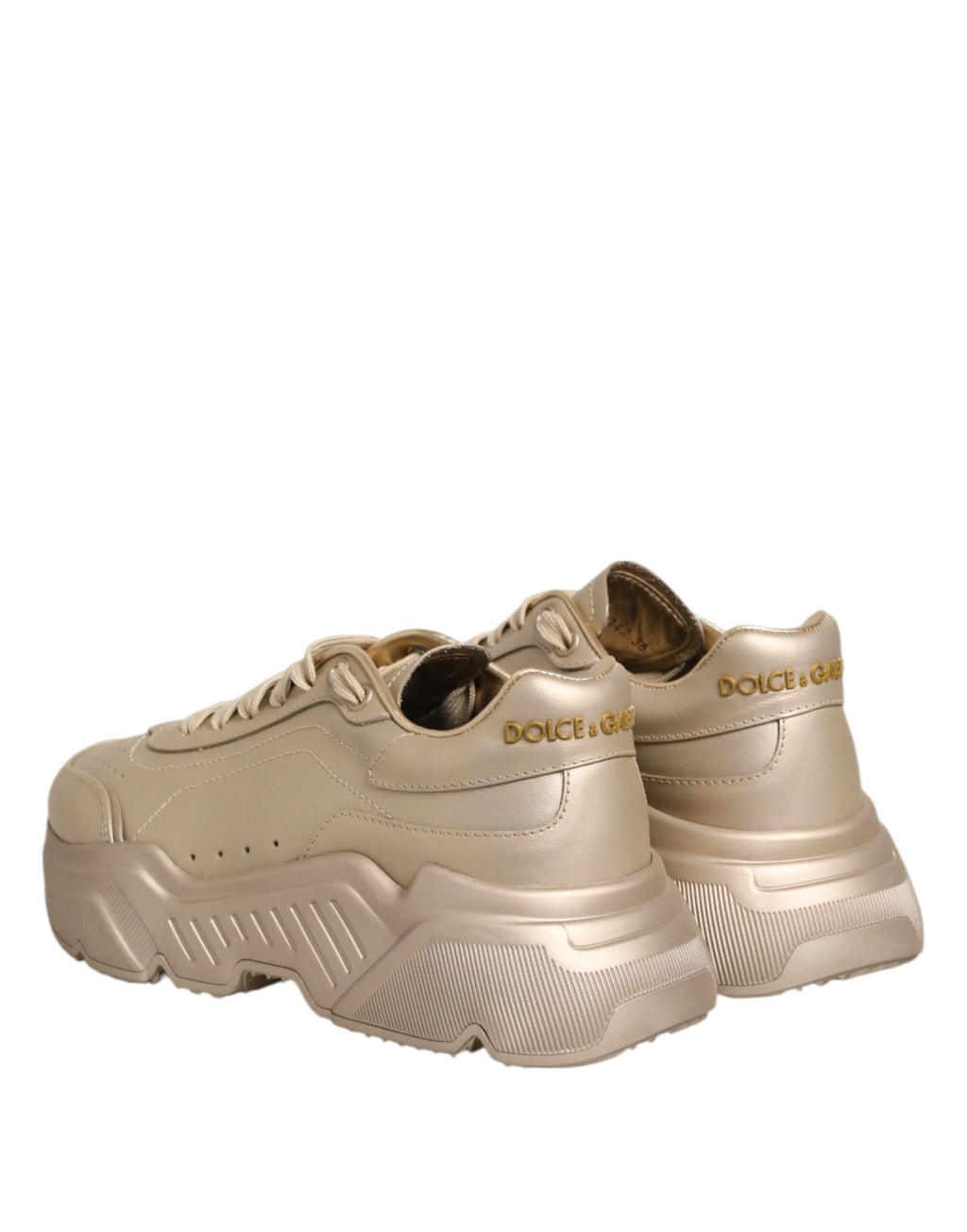 Dolce & Gabbana Gold Leather Daymaster Women Sneaker Shoes - Zeiniez