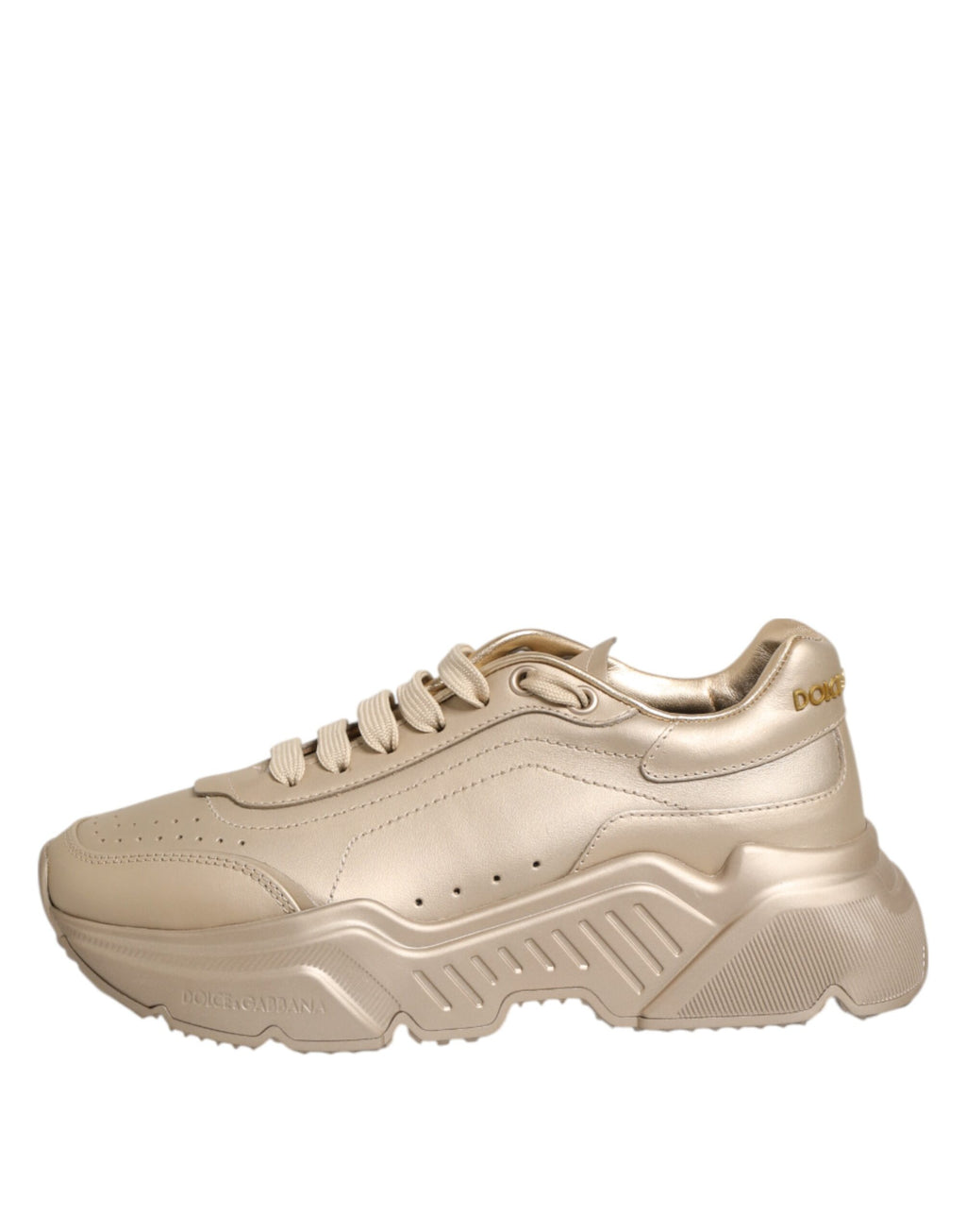 Dolce & Gabbana Gold Leather Daymaster Women Sneaker Shoes - Zeiniez