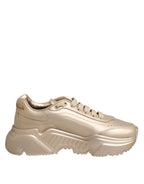 Dolce & Gabbana Gold Leather Daymaster Women Sneaker Shoes - Zeiniez