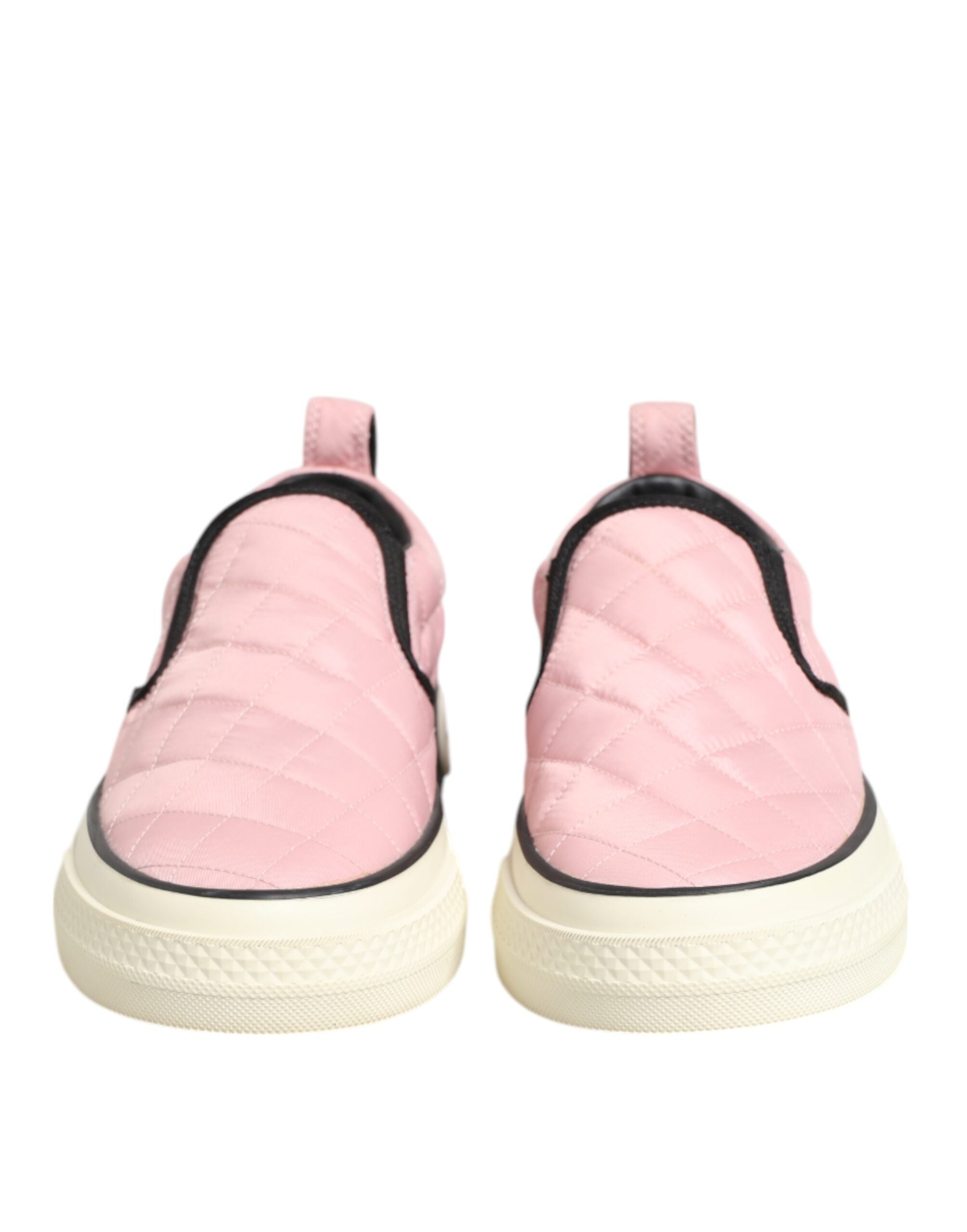Dolce & Gabbana Pink Quilted Nylon Slip-On Sneaker Shoes - Zeiniez
