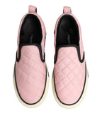 Dolce & Gabbana Pink Quilted Nylon Slip-On Sneaker Shoes - Zeiniez