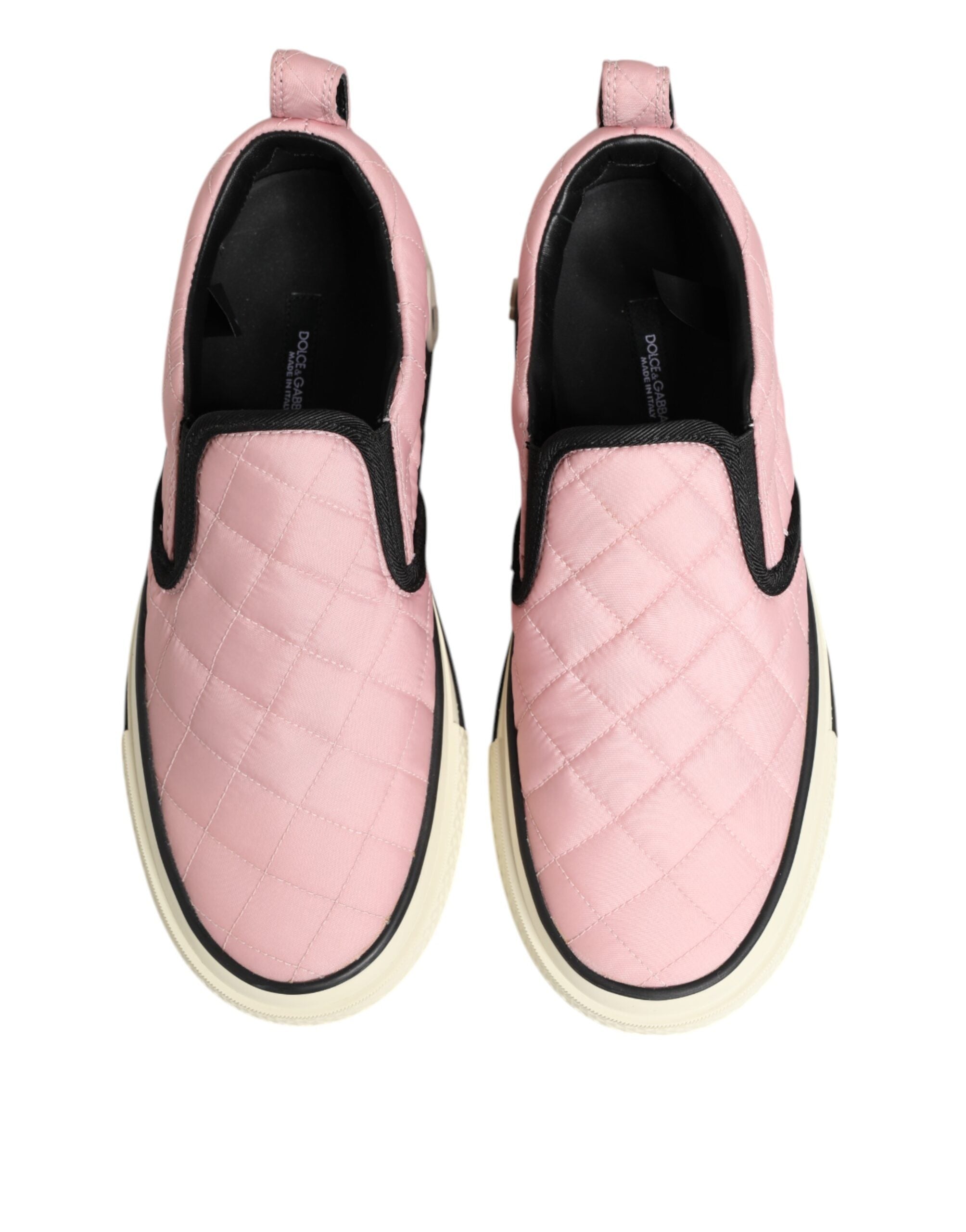 Dolce & Gabbana Pink Quilted Nylon Slip-On Sneaker Shoes - Zeiniez