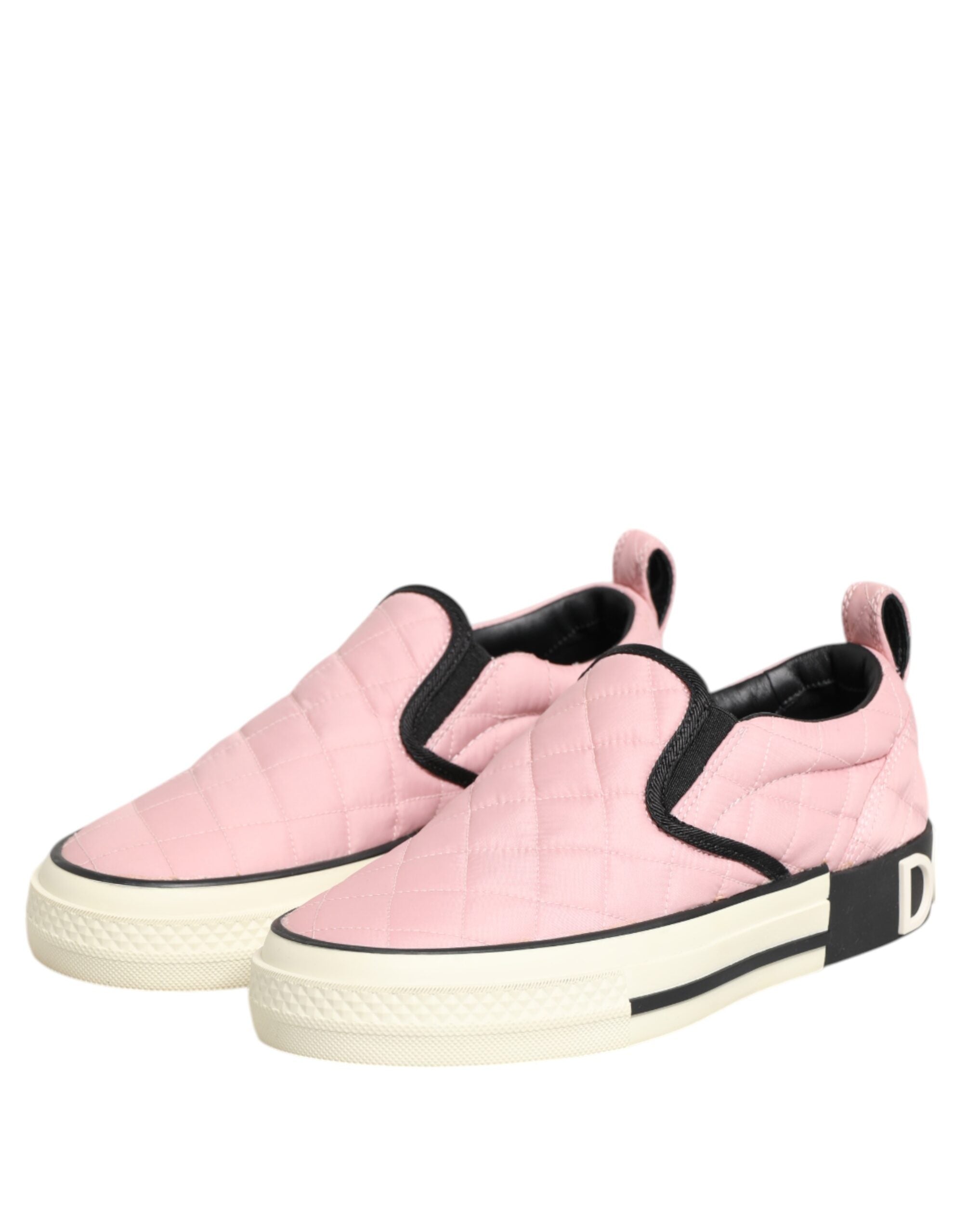 Dolce & Gabbana Pink Quilted Nylon Slip-On Sneaker Shoes - Zeiniez