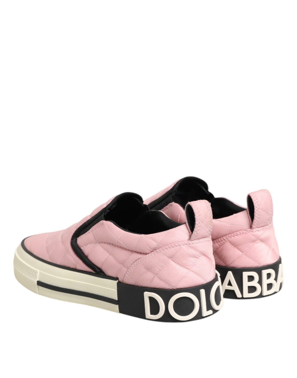 Dolce & Gabbana Pink Quilted Nylon Slip-On Sneaker Shoes - Zeiniez
