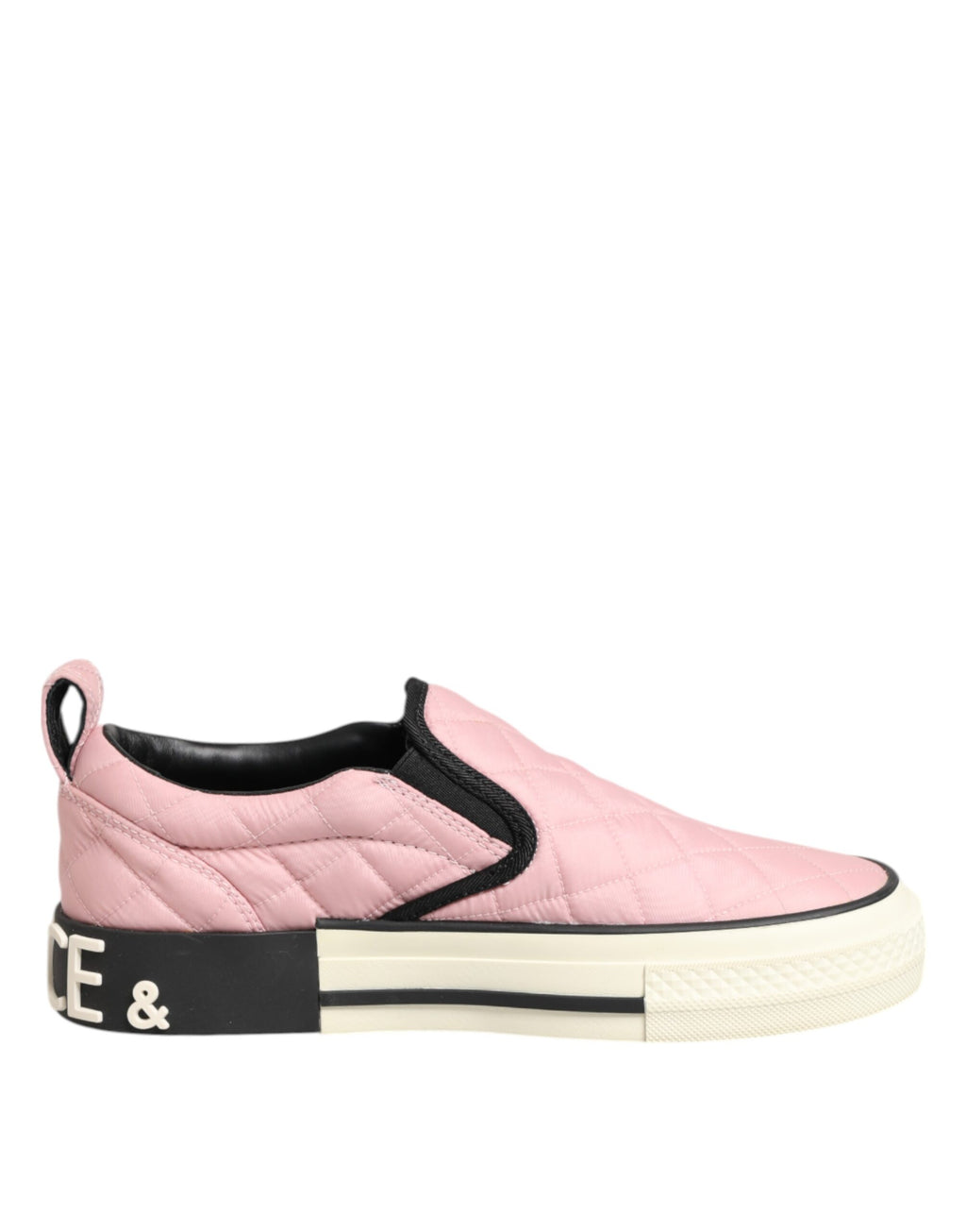 Dolce & Gabbana Pink Quilted Nylon Slip-On Sneaker Shoes - Zeiniez