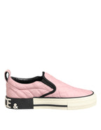Dolce & Gabbana Pink Quilted Nylon Slip-On Sneaker Shoes - Zeiniez
