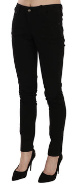 John Galliano Black Mid Waist Slim Fit Skinny Denim Casual Pants Jeans