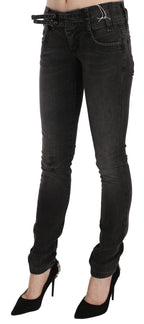 John Galliano Black Washed Low Waist Slim Fit Skinny Denim Pants Jeans