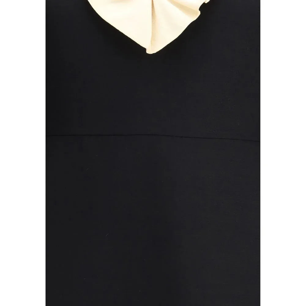 Valentino Black Fleece Wool Cocktail Dress - Zeiniez