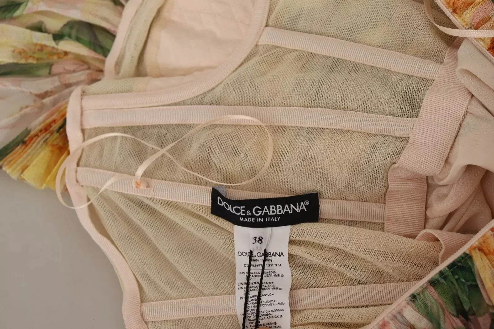 Dolce & Gabbana Yellow Floral Print Pleated Maxi Dress - Zeiniez