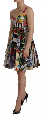 Dolce & Gabbana Multicolor Poplin Floral Mini Flared Dress - Zeiniez