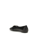 PINKO Black Calf Leather Bos Taurus Ballet Flats - Zeiniez