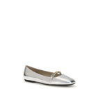 PINKO Silver Calf Leather Bos Taurus Ballet Flats - Zeiniez