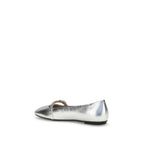 PINKO Silver Calf Leather Bos Taurus Ballet Flats - Zeiniez