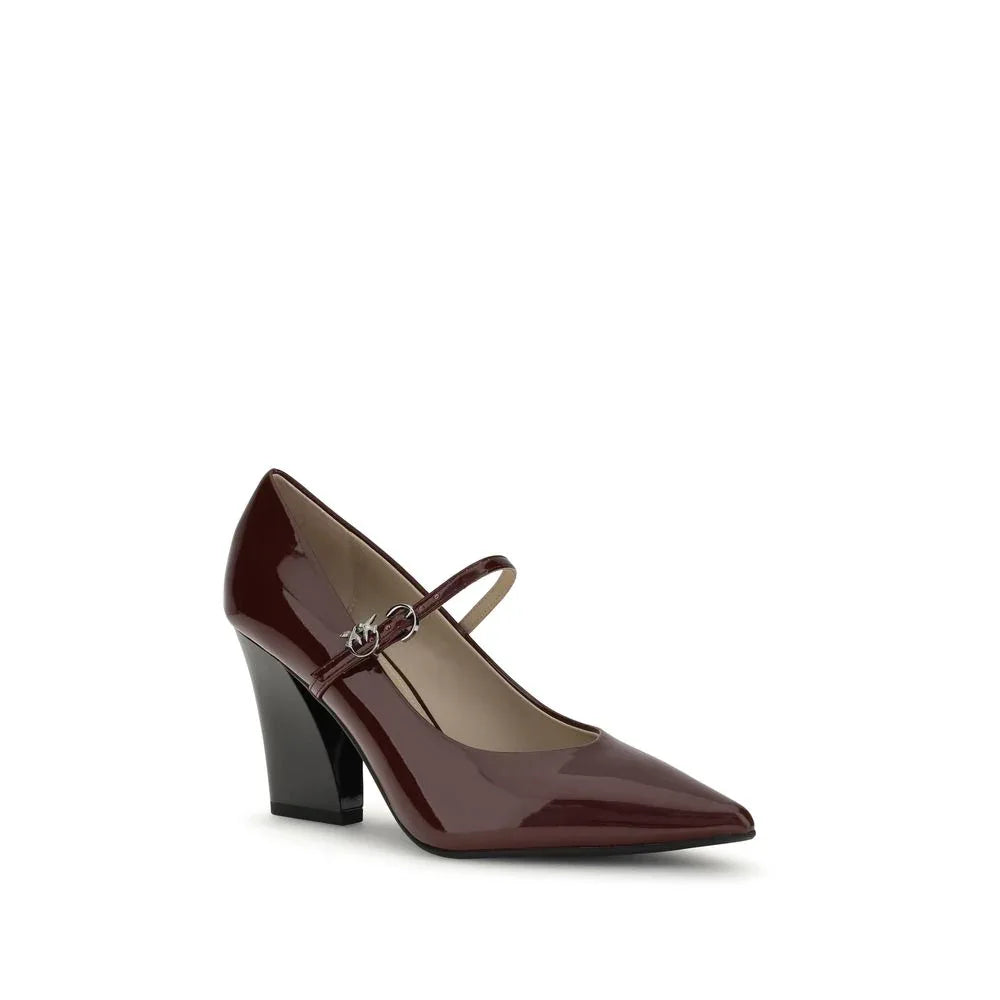 PINKO Bordeaux Calf Leather Bos Taurus High Heel Pumps - Zeiniez