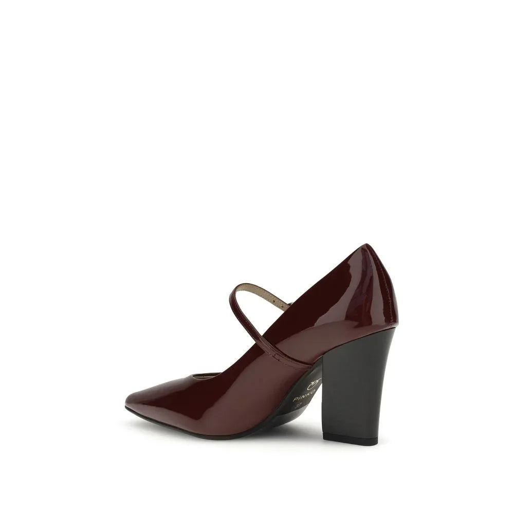 PINKO Bordeaux Calf Leather Bos Taurus High Heel Pumps - Zeiniez