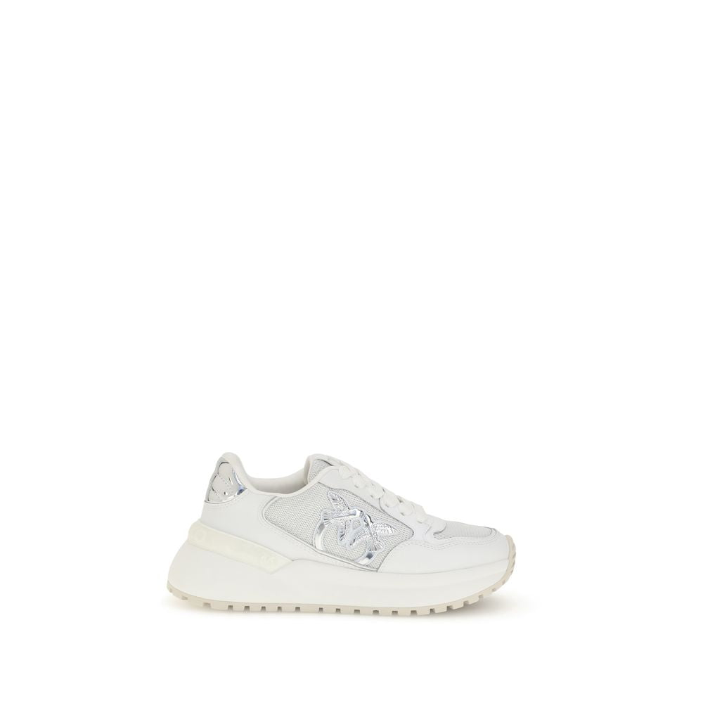 PINKO White Calf Leather Bos Taurus Chunky Sneakers - Zeiniez