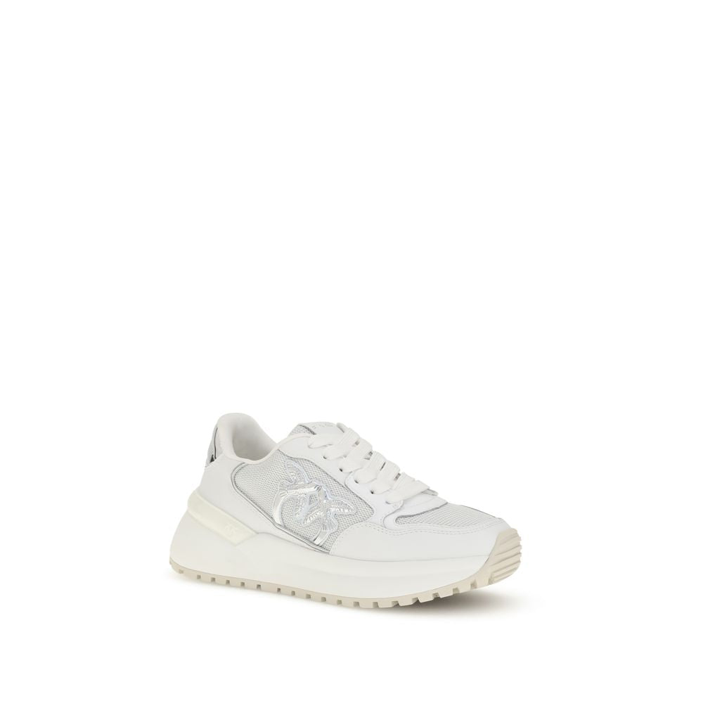 PINKO White Calf Leather Bos Taurus Chunky Sneakers - Zeiniez
