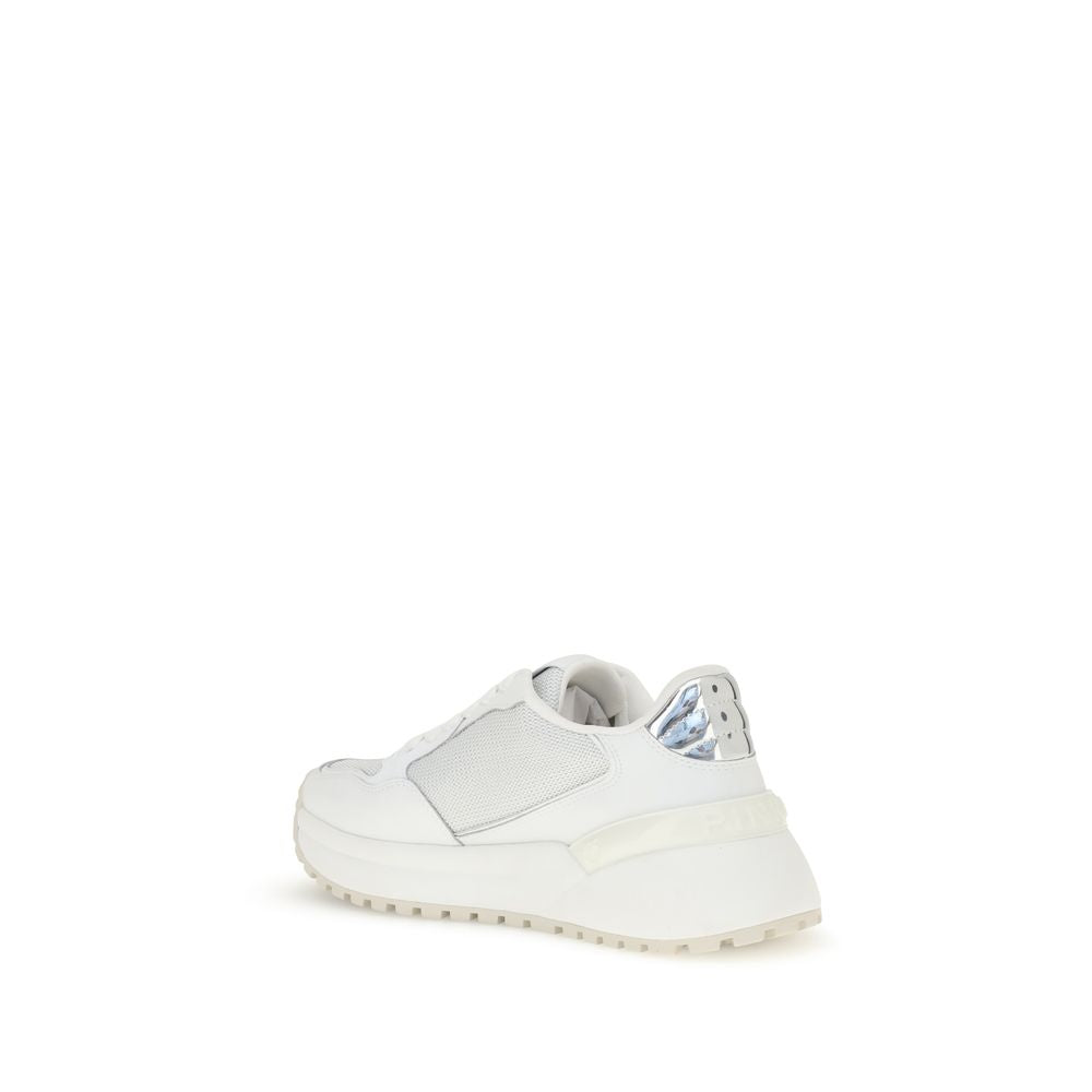 PINKO White Calf Leather Bos Taurus Chunky Sneakers - Zeiniez