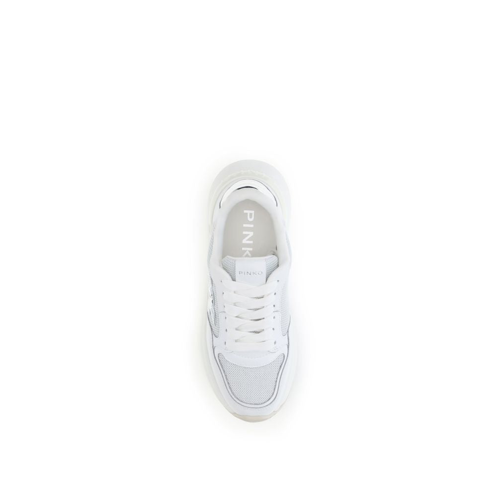 PINKO White Calf Leather Bos Taurus Chunky Sneakers - Zeiniez