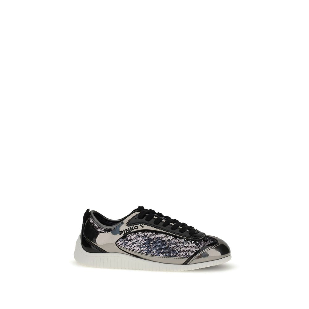 PINKO Silver Nylon Chunky Sneakers - Zeiniez