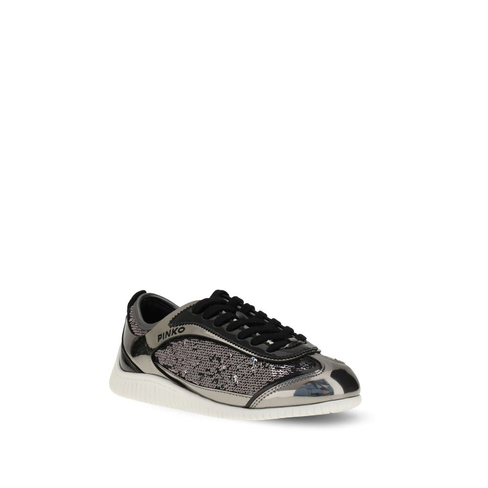 PINKO Silver Nylon Chunky Sneakers - Zeiniez