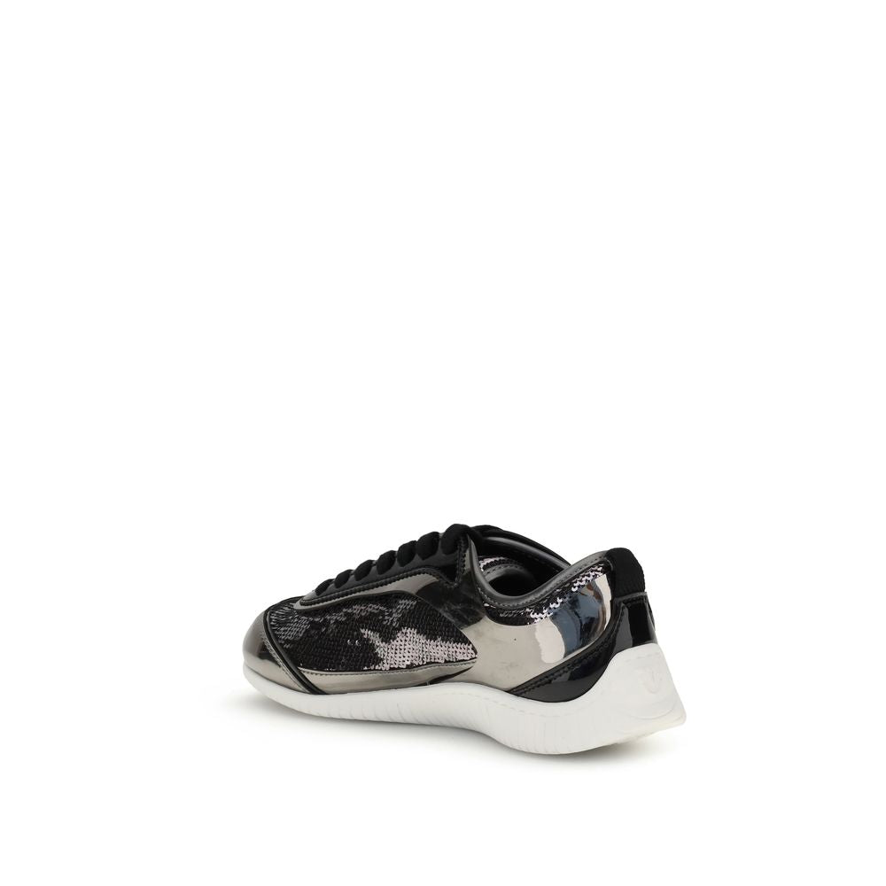 PINKO Silver Nylon Chunky Sneakers - Zeiniez