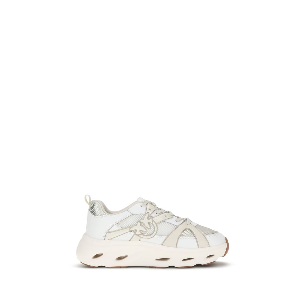 PINKO White Calf Leather Bos Taurus Chunky Sneakers - Zeiniez